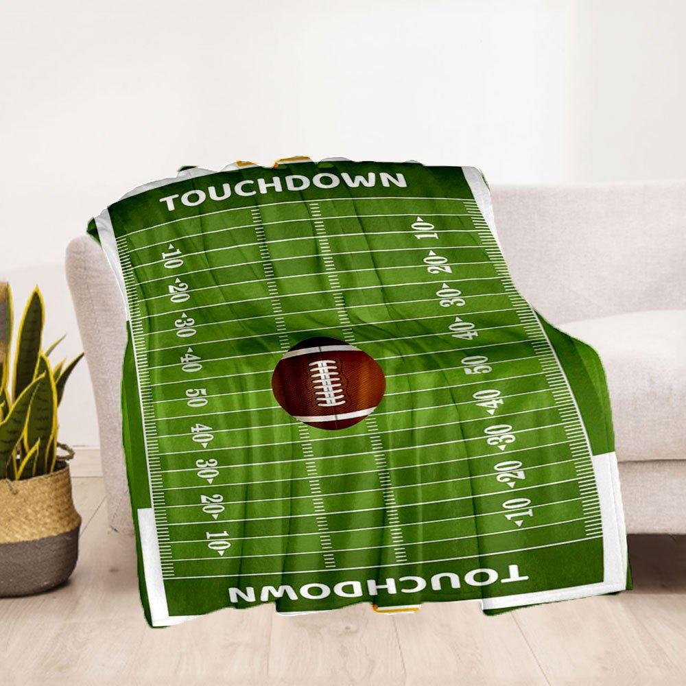 "Touchdown Football Field Wall Art Decor"Blanket Flannel Throw Blanket for Sofa, Bed, Travel, Camping, Office, Couch, Chair, And Bed Gift fo