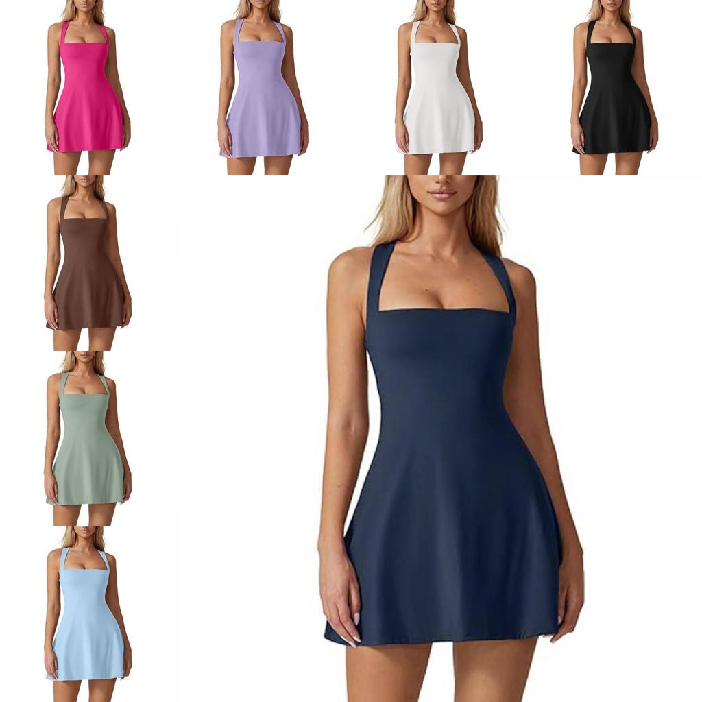 Sexy Slim Fit Tank Dress With Square Neck And Milk Silk Fabric For Summer