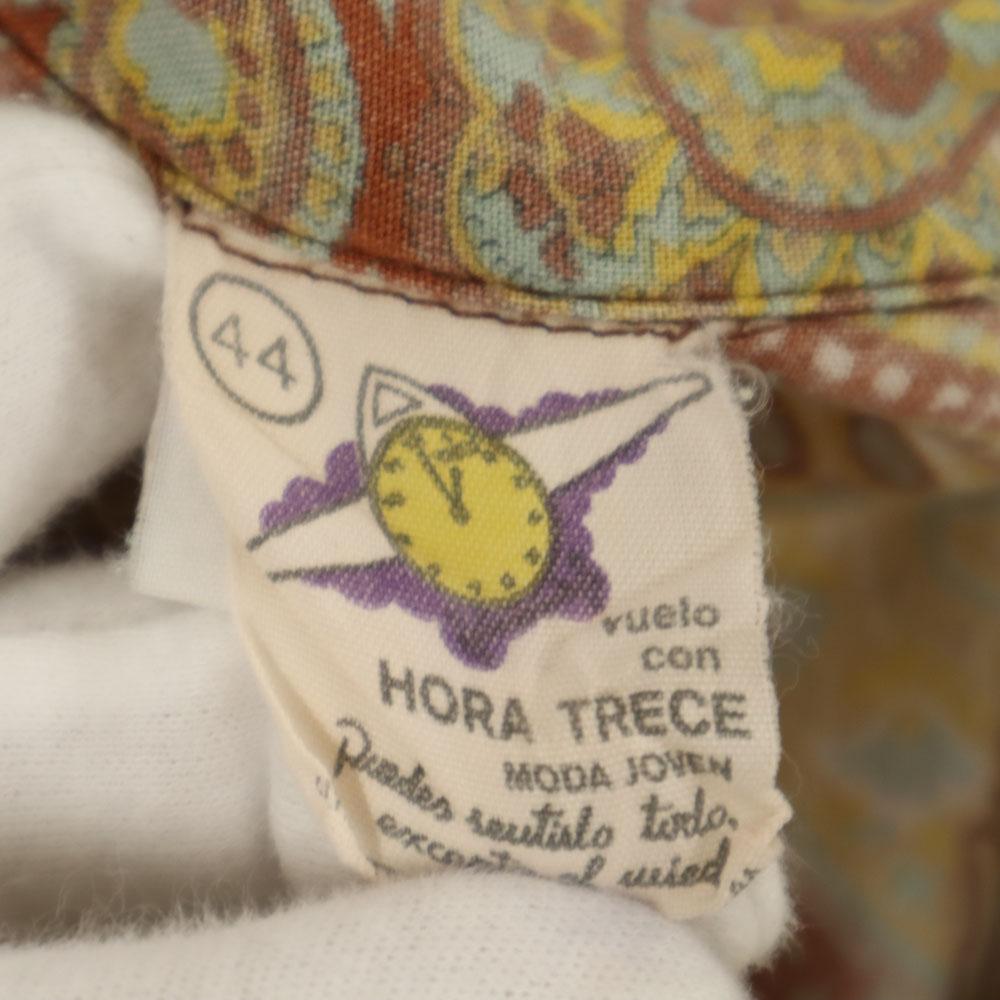 70s Paisley Pattern Long Sleeve Shirt 44 Brown Etc Old Vintage Men's Used