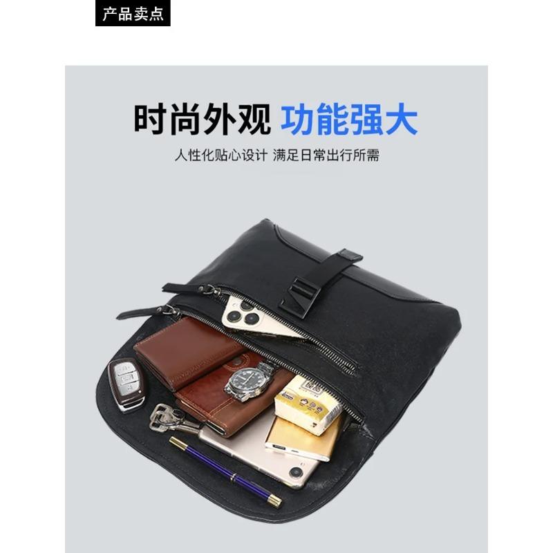 Men's Casual Crossbody Bag Genuine Leather Fashi High-Grade Shoulder Bag First Layer Cowhide Chest Bag