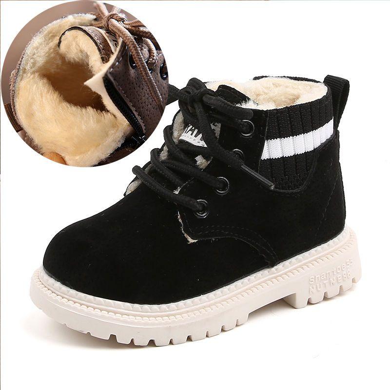 

Детская повседневная обувь, осенне-зимние ботинки, обувь для мальчиков, модные кожаные мягкие нескользящие ботинки для девочек, спортивные кроссовки 21–30 лет 25 чёрный