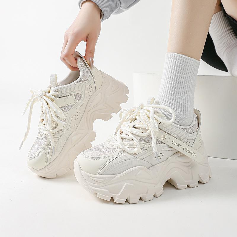 2025 new spring platform dad shoes women's height increased by 7cm versatile, comfortable, breathable and lightweight casual sports shoes