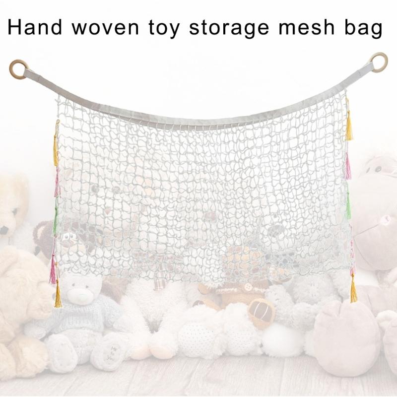 Handcrafted Cotton Toy Hammock  Stuffed Animal Net Holder Durable Toy Hammock for Space Saving Organization