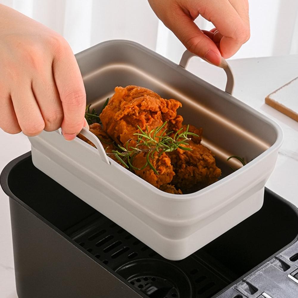 2pcs Rectangle Air Fryers Basket Silicone Oven Baking Tray Heat-insulation Non-stick for Home Kitchen Oven Steamer Cooker