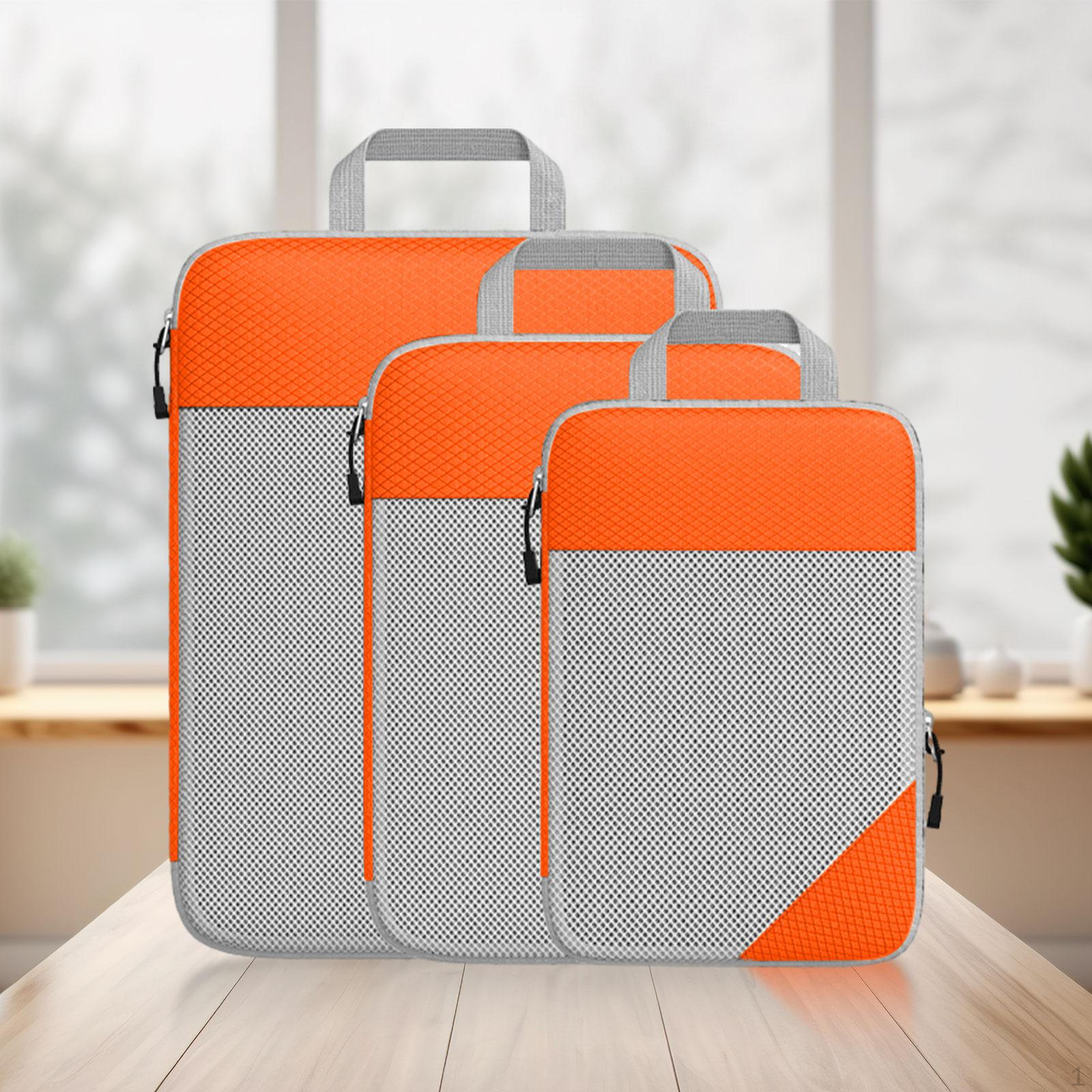 

3 упаковки компрессионных упаковочных кубиков, дорожные сумки для хранения, экономия места, кубики-органайзеры для оранжевый