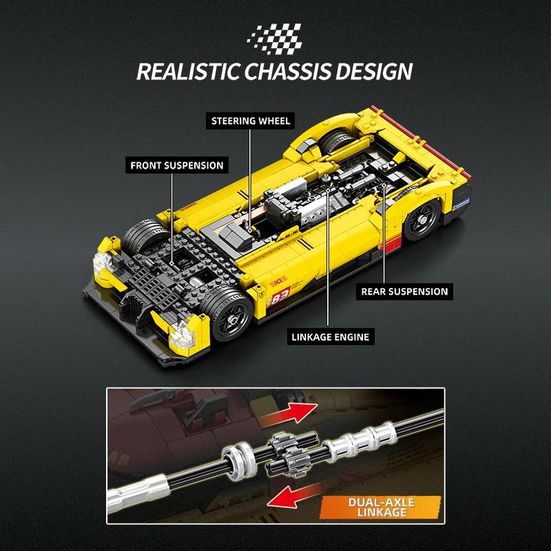 Ungiftig 1370 Teile Gelbes Supercar Bausteine V6 Motor Rennwagen 1:16 Modellbausteine Schreibtisch-Ornament Kinder DIY Spielzeug Weihnachtsgeschenke