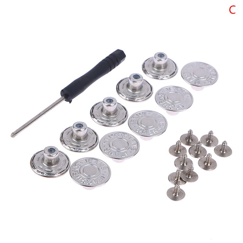 Boutons de remplacement pour Jeans, 10 pièces, 17Mm, sans couture, bouton métallique avec tournevis