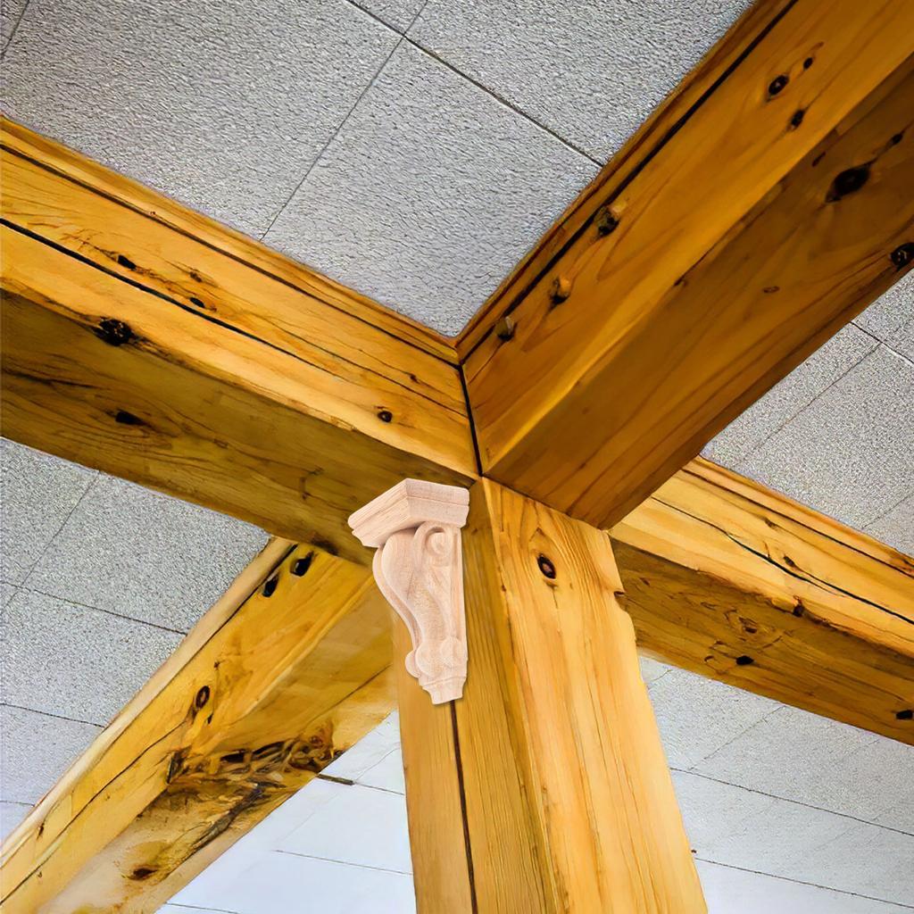 Wood Roman Column Corbels Carved Solid Wood Decorative Shelf Bracket for Fireplace Mantel Beam Support Home Wall Decoration