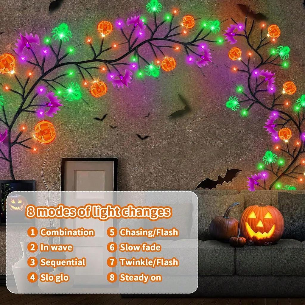 Xiaomi 1pc Halloween Spooky Black Willow Vine String Lights 54 LED Hanging DIY Indoor Decorative Lamp For Home Bedroom Table Bar Decor