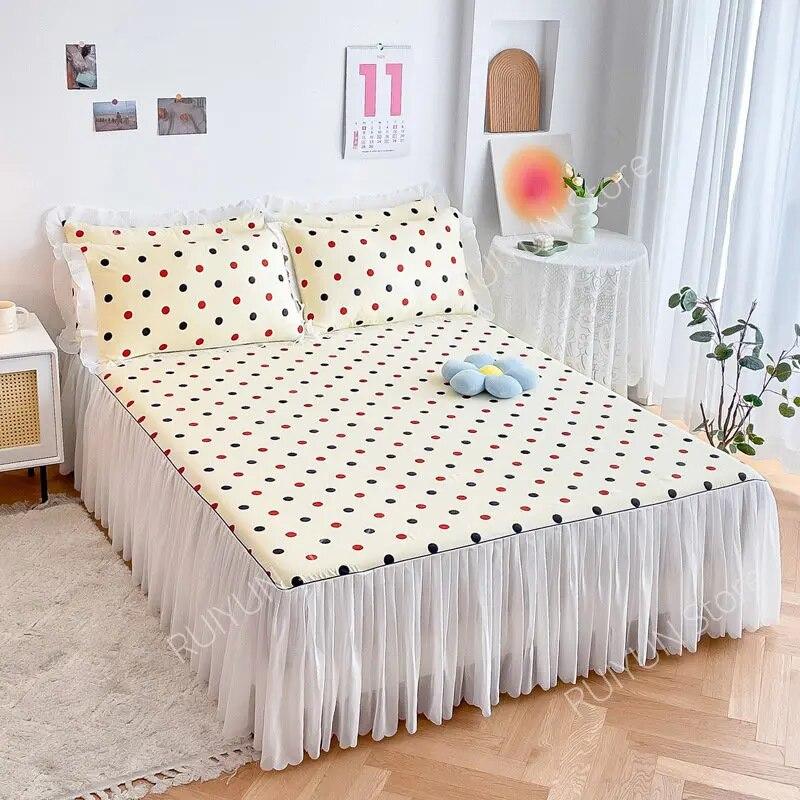 

Декоративная кружевная юбка с рюшами, нескользящий наматрасник, юбка-кровать с принтом принцессы, простыня, покрывало, домашнее покрывало, юбка-кровать 1pc Skirt 120x200cm