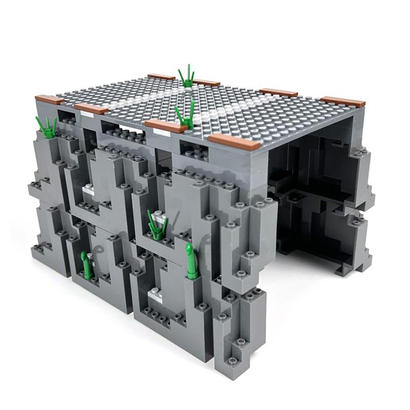 MOC Train Tunnel Scene Small Particle Building Blocks with Plastic Accessories & Track