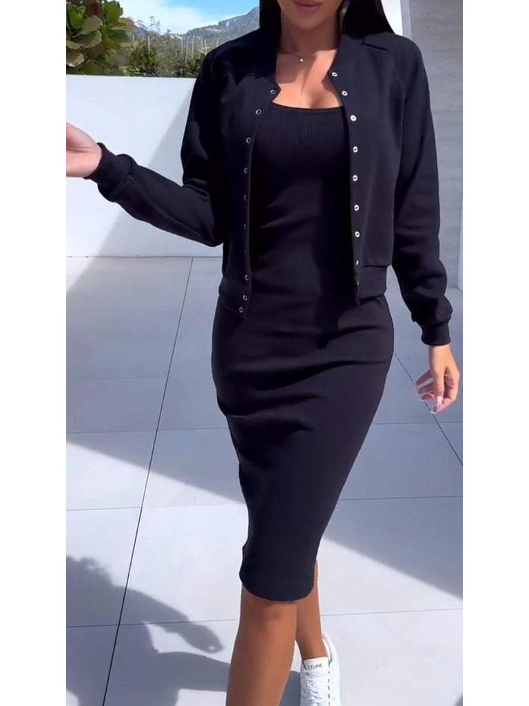 2024 Autumn & Winter Women's Two-Piece Suspender Skirt and Jacket Set