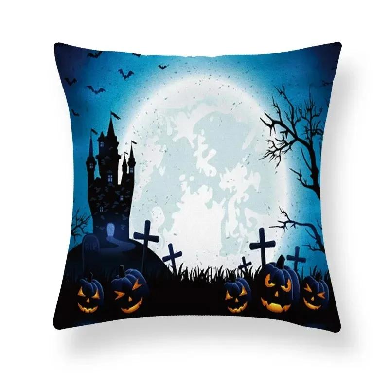 Taie d'Oreiller à Thème d'Horreur d'Halloween, Décoration pour Salon, Bureau, Canapé, Voiture