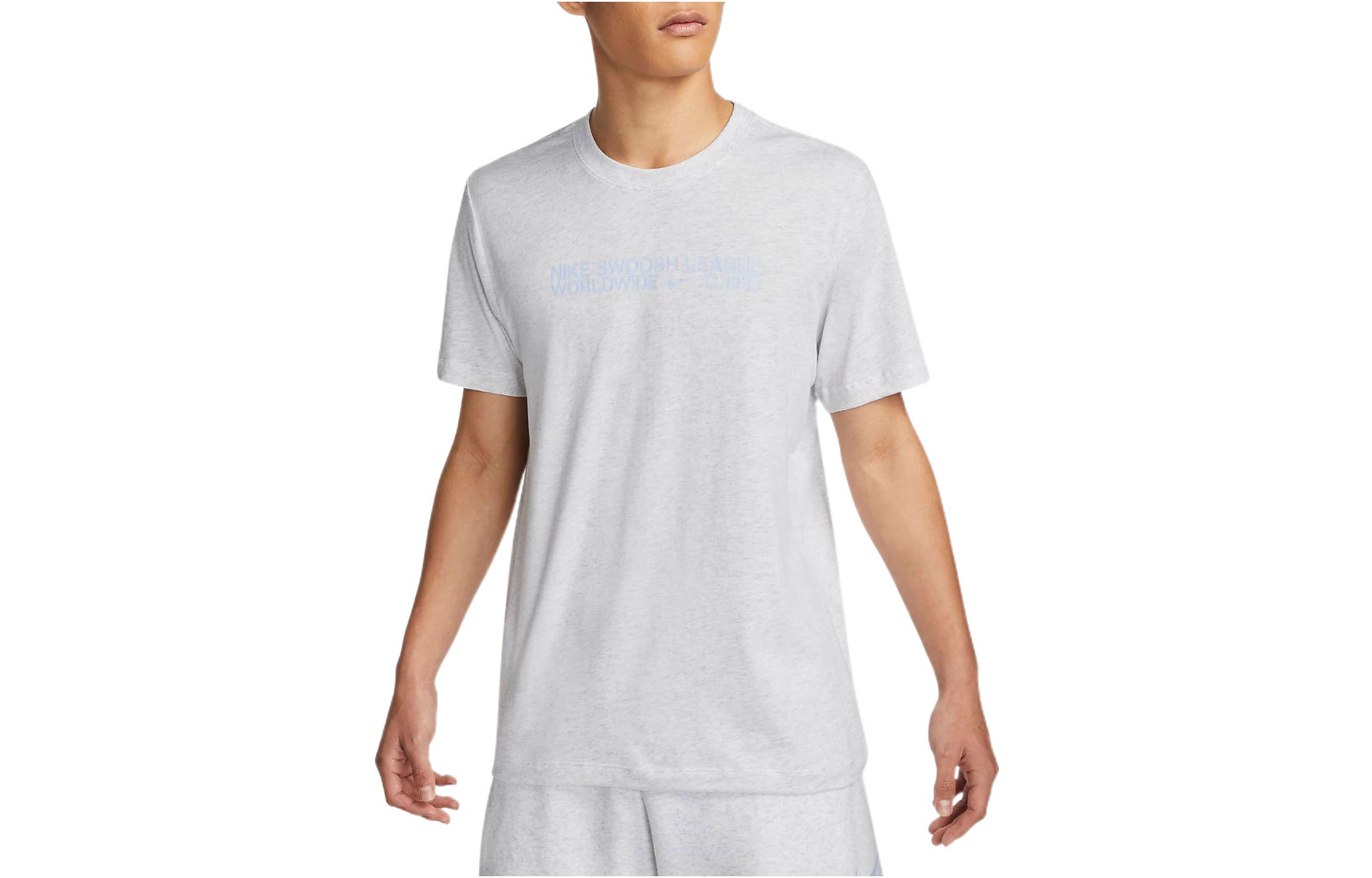 Nike T Shirts Men s Light Gray Crew Neck Moderate Straight Fit DM6410-051 S