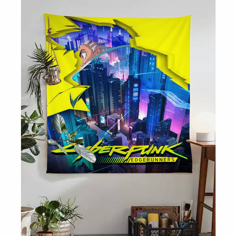 Anime CCyberpunk EEdgerunners Colorful Tapestry Wall Hanging Bohemian Wall Tapestries Mandala Wall Art Decor