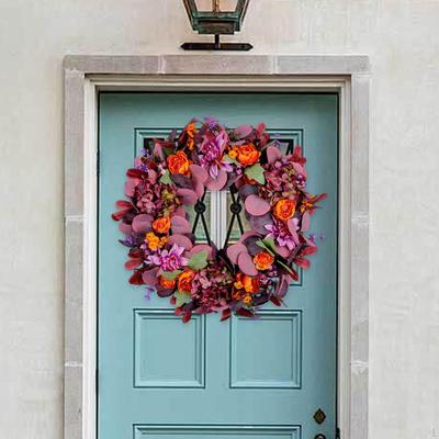 Fall Wreath Autumn Decorative 45 Cm Artificial Decoration for Outside Porch Courtyard