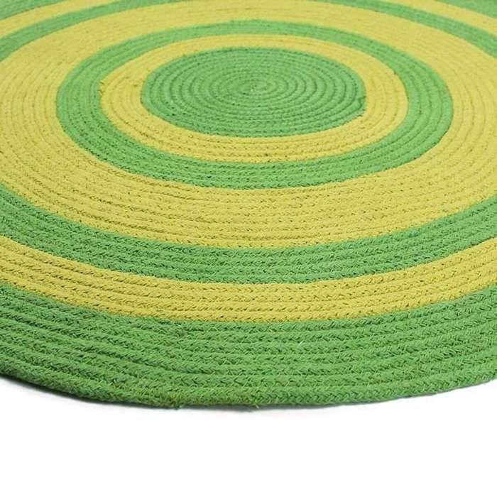 Tapis en coton effet cordage bi-colore vert diam.70