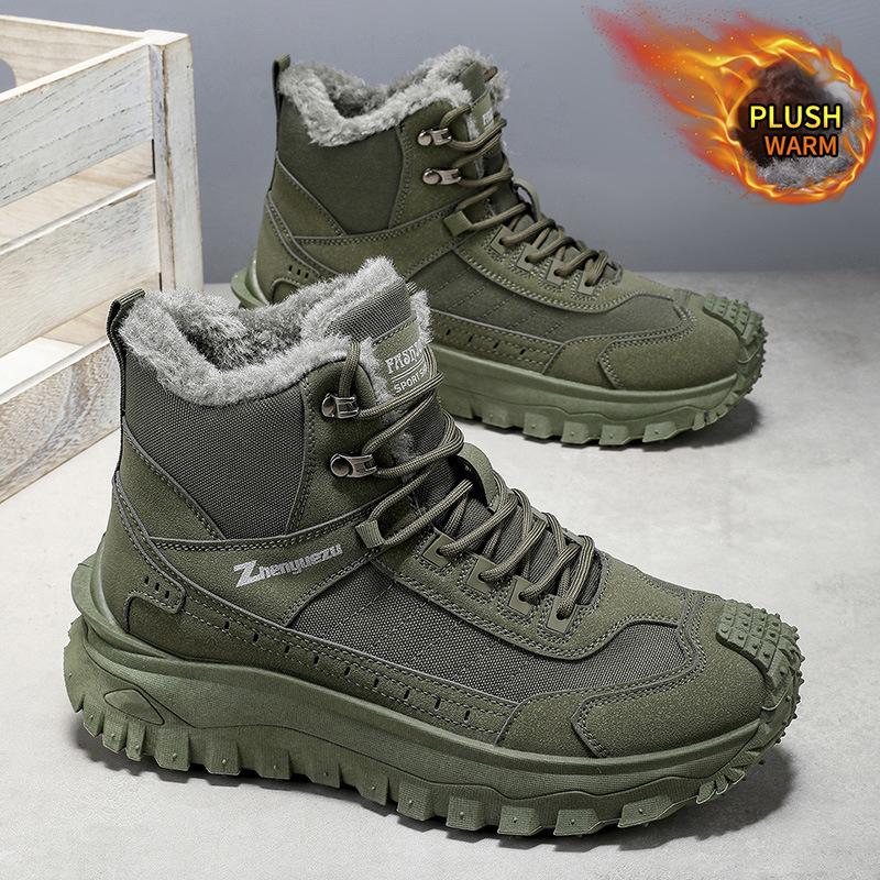 2026 New Winter Velvet Thickened High-top Boots Outdoor Functional Sports Hiking Boots Large Size Comfort Men Shoes Botas Hombre