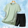 Men's Casual Sports Suit Print Loose Two-piece Set Elastic Breathable Quick Drying T-shirt Shorts Men