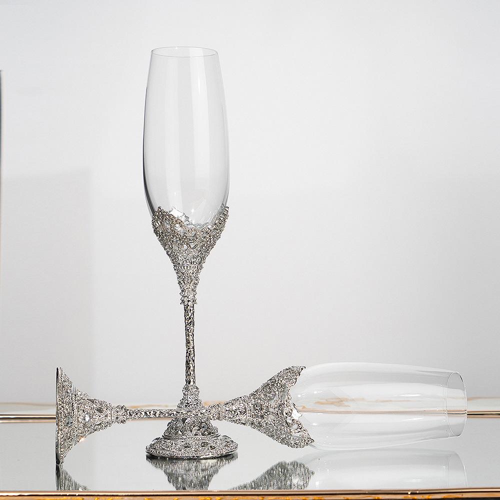 Vintage Bubble Embossed Champagne & Wine Crystal Glass Set with Gift Box
