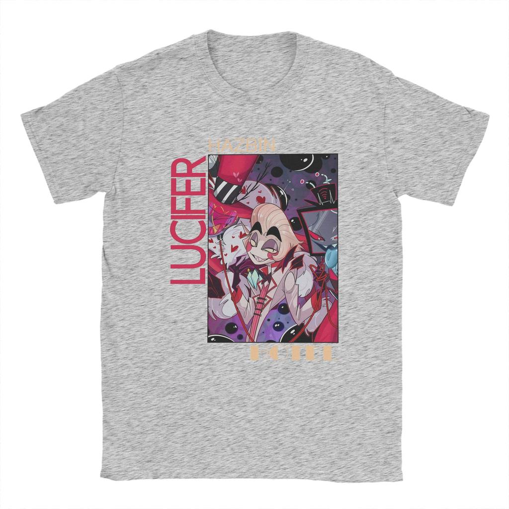 Men's Hazbins Hotels Lucifer Anime T Shirt  Pure Cotton Tops Funny Short Sleeve Crewneck Tee Shirt New Arrival T-Shirts