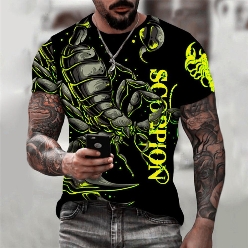 3D Print Scorpion T Shirt For Men Cool Animal Pattern T-Shirts Summer Casual Loose T-Shirts O-Neck Tops Short Sleeves Streetwear