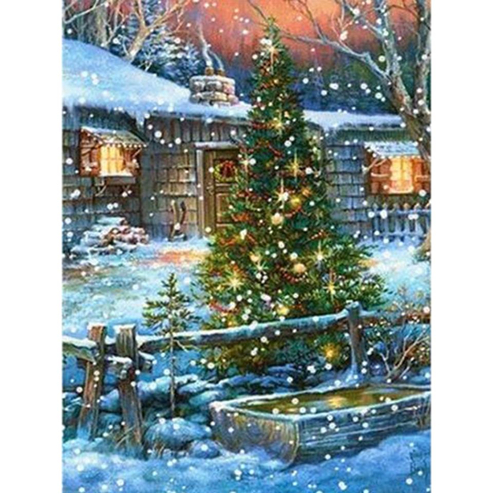 5D DIY Diamond Painting Full Round Christmas Tree Kit Embroidery Mosaic Picture Cross Stitch Wall Sticker Gift Home Decoration