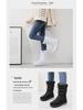 Women's White Waterproof Non-Slip Fleece-Lined Snow Boots - Korean Style, Plus Size, Cotton, Thickened Winter Footwear