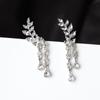 1 Pair of Fashion Crystal Leaf Tassel Drop Earrings Rhinestone Straps Women's Jewelry Gifts