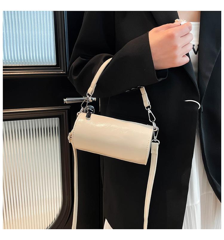 

Популярная в этом году женская сумка 2025 новая ретро модная текстурированная сумка через плечо Maillard весенняя сумка-мессенджер цилиндрической формы белый