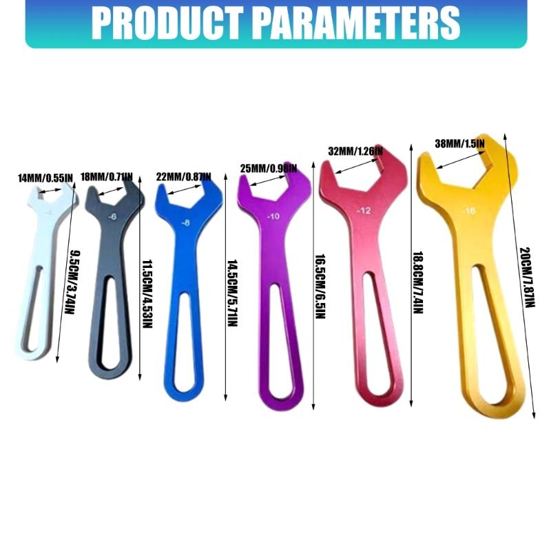 Pack Of 6 Aluminum Wrench AN Tube Fitting Wrenches Hand Tool For Automotive Repair Modification Strong Holding Power