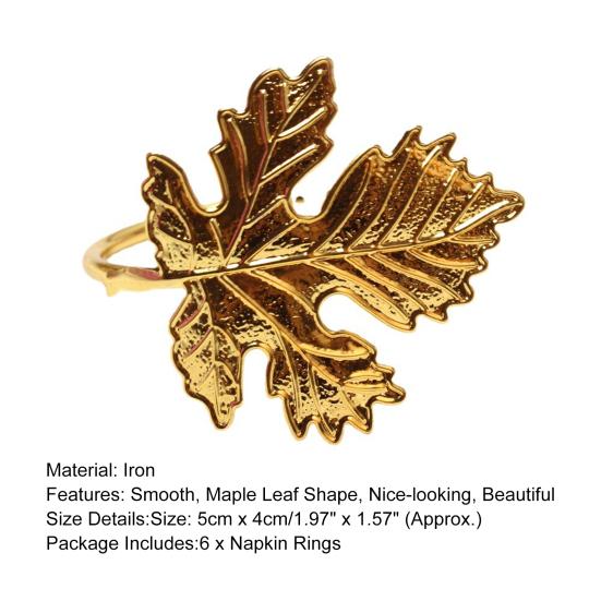 6Pcs Napkin Rings Durable Decorative Sturdy Maple Elegant Leaf Shape Colorfast Exquisite Home Restaurant