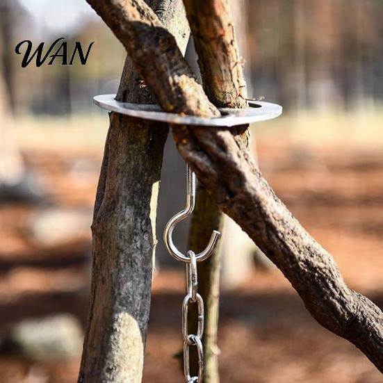 Portable Campfire Tripod Board with Chain, Turn Branches into Tripod, Stainless Corrosion-resistant Accessory Steel Support Plate, Cooking Accessories