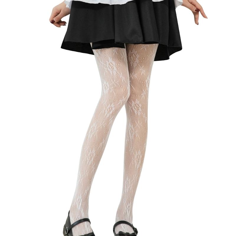 Hollowout Pantyhose Women Fishnet Mesh Floral Lace Jacquard Tights Stockings Stockings Club Party Hosiery Lingerie