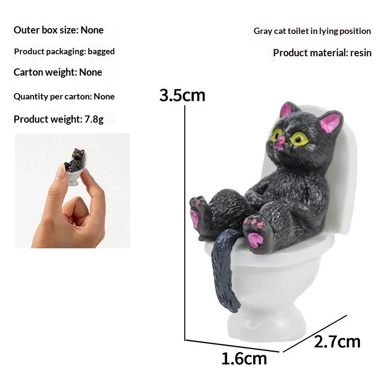 Cute Resin Toilet Cat Figurines 1/4/5 Pcs Multiple Whimsical Styles Funny Animal Statue for Window Sill Decor
