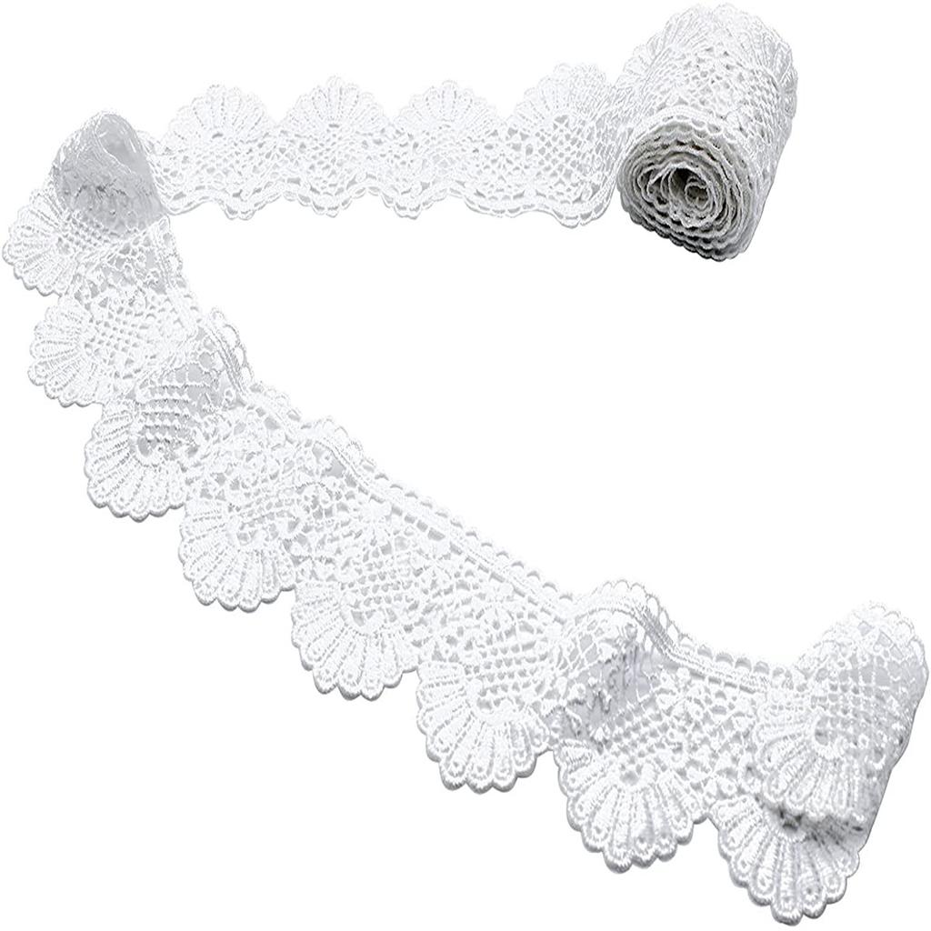 Buy 6.7cm Wide Lace Trim Fan Tail Durable Polyester Eyelet Lace Ribbon