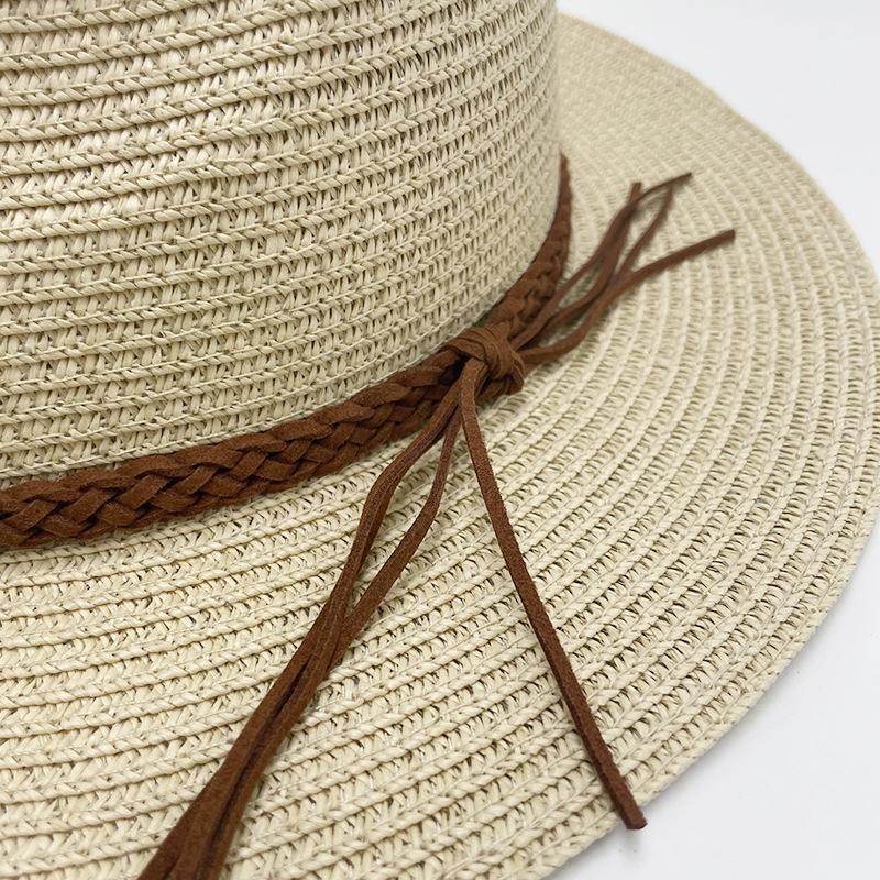 Men's and women's summer Panama straw hat Korean fleece beach sun protection cowboy top hat Wide brim outdoor sun hat
