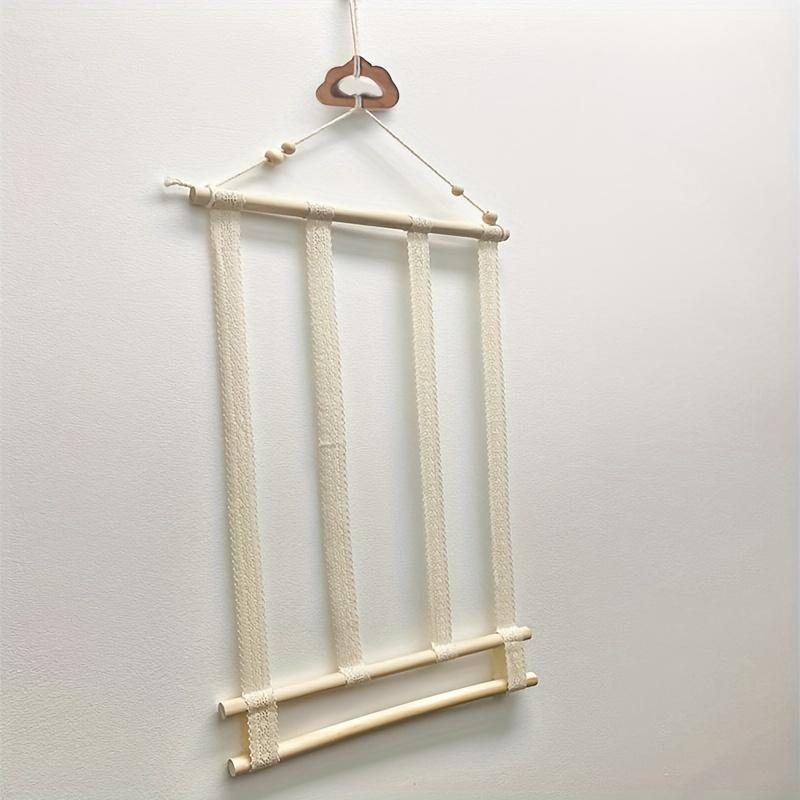 Wall-Mounted Hair Accessories Organizer Macrame Canvas Hanger with Multiple Hooks for Bows, Scrunchies & Clips Storage Display Rack, Hair Accessories