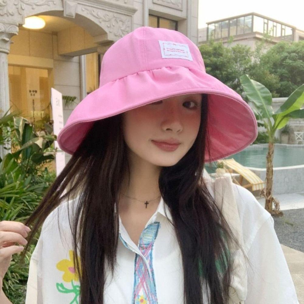 Dopamine Fisherman Hat with Drawstring Sun Protection Hat Summer Ladies Sun Hat Outdoor