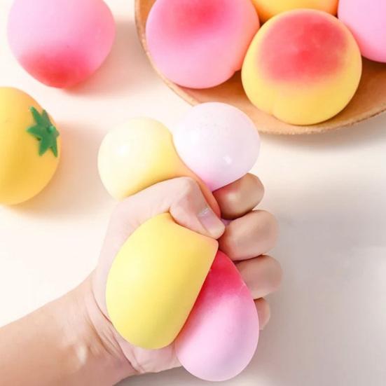 Juicy Peach Stress Relief Toy Simulation Pink Yellow Peach Squeeze Toy Decompression Fruit Shape Sensory Fidget Toy