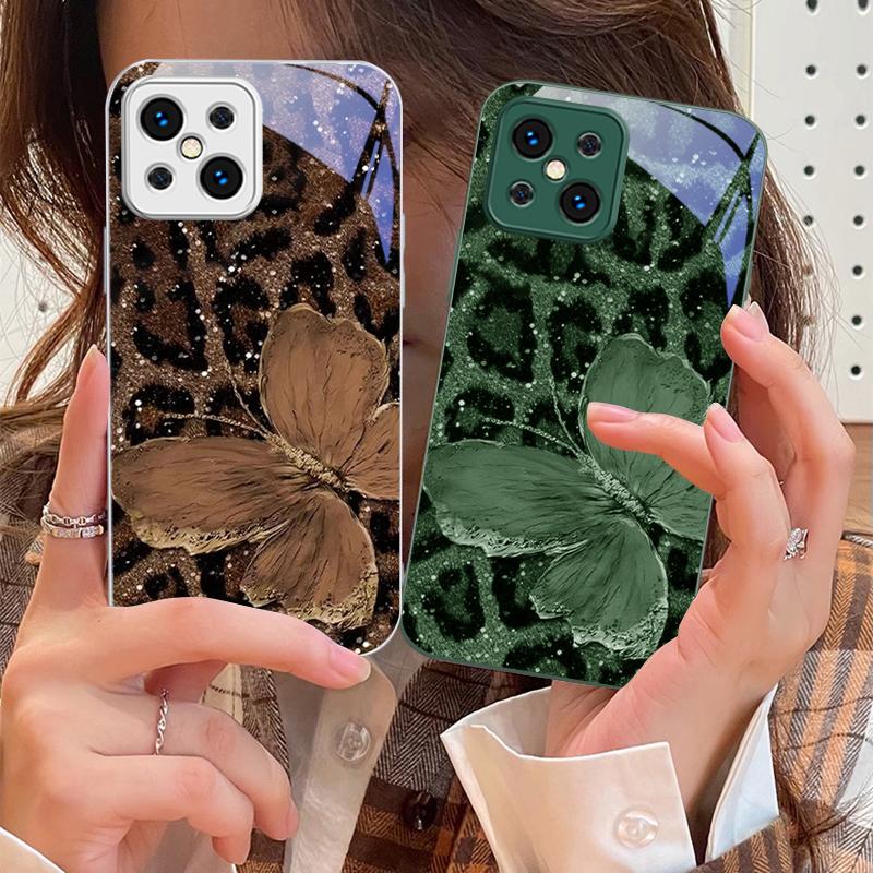Fluture Violet Leopard Pentru Oppo Find X5 X8 Pro X3 Lite A72 58 73 54S F11 79 Reno 6 4Z 5G Nord N200 Carcasă Telefon din Sticlă Călită