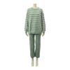 RAVIR Winter Fluffy and Cute Pajama Top and Striped Ribbed One Size Fits All Women's Loungewear, Set, Bottoms, Slits, Stress-Free, Comfortable, Knit,