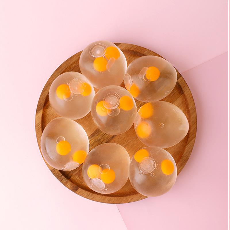Transparent Simulation Double Yolk Egg Squishy Toys Stress Relief Balls Decompression Anxiety Reducer Fidget Toy For Adults Kids