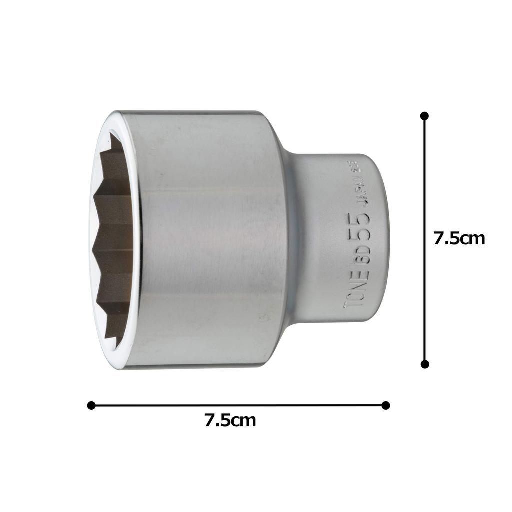 TONE Socket Drive Size Wrench Size 55mm (12-point) 6D-55, 19.0mm (3/4"),