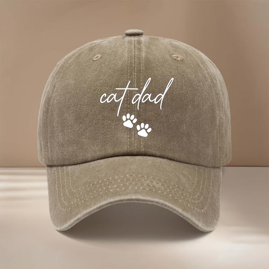 Cat Dad Two Paw Print Pattern Baseball Cap Textured Adjustable Size Hip Hop Hat
