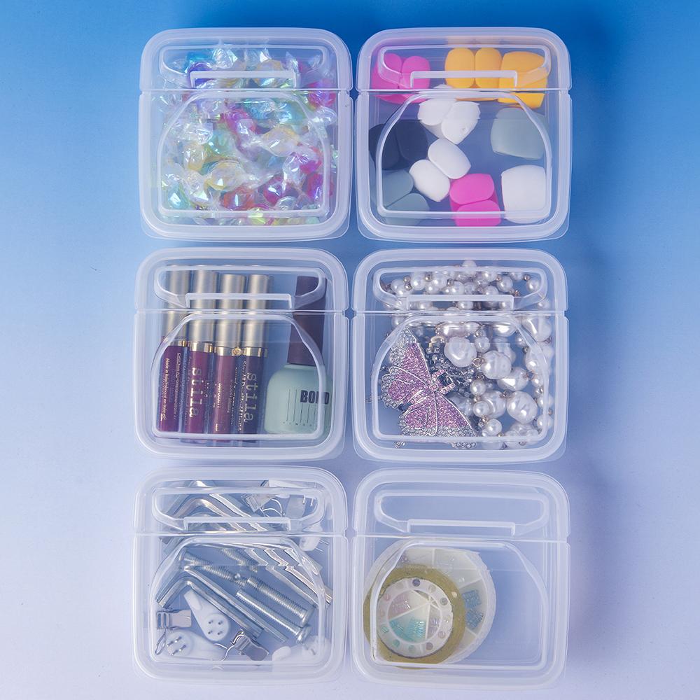 1PC Transparent plastic flip storage box, square PP box, desktop miscellaneous storage