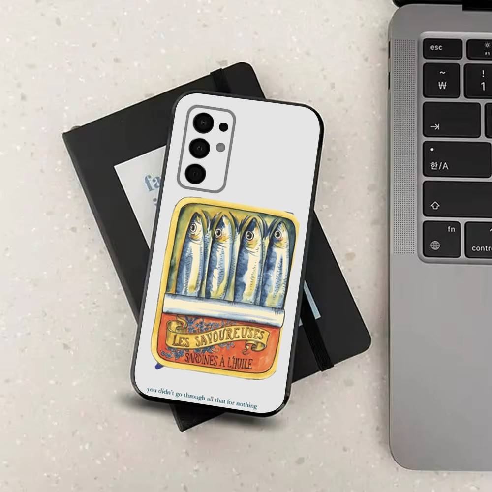 

Good Food Sardines Canned Case For Samsung Galaxy A73,52,71,22,Note,31,8,9,53,32,72,41,J7,Soft Black Silicone Cover SamsungNote10
