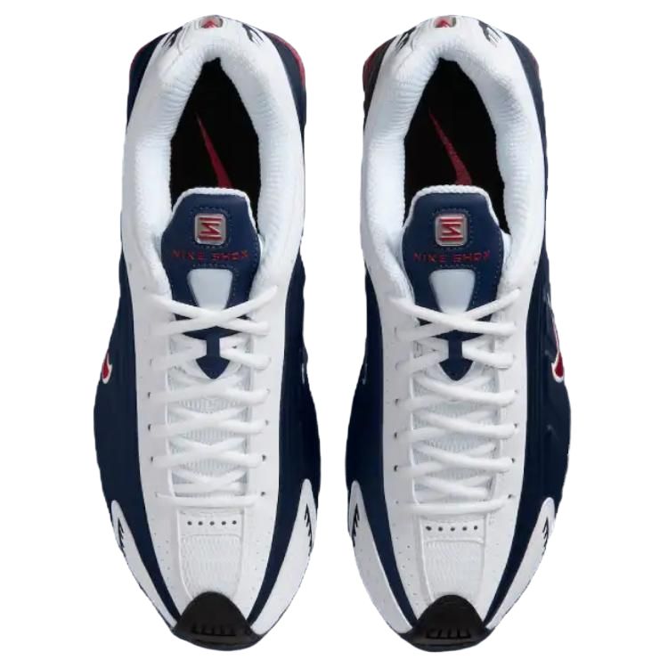 Nike Shox R4 para Hombre Azul Medianoche Blanco Plata Metálica Rojo Gimnasio HQ1988-400