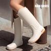 Women's Waterproof High-Top Rain Boots - Non-Slip, Wear-Resistant, Low Heel, Korean Style, Four Seasons Outdoor Use