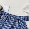 Girls' Korean Style Checkered Skort with Short Sleeve Top - EXB019